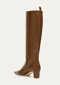 Manolo Blahnik50mm Leather Knee-High Low-Heel Boots
