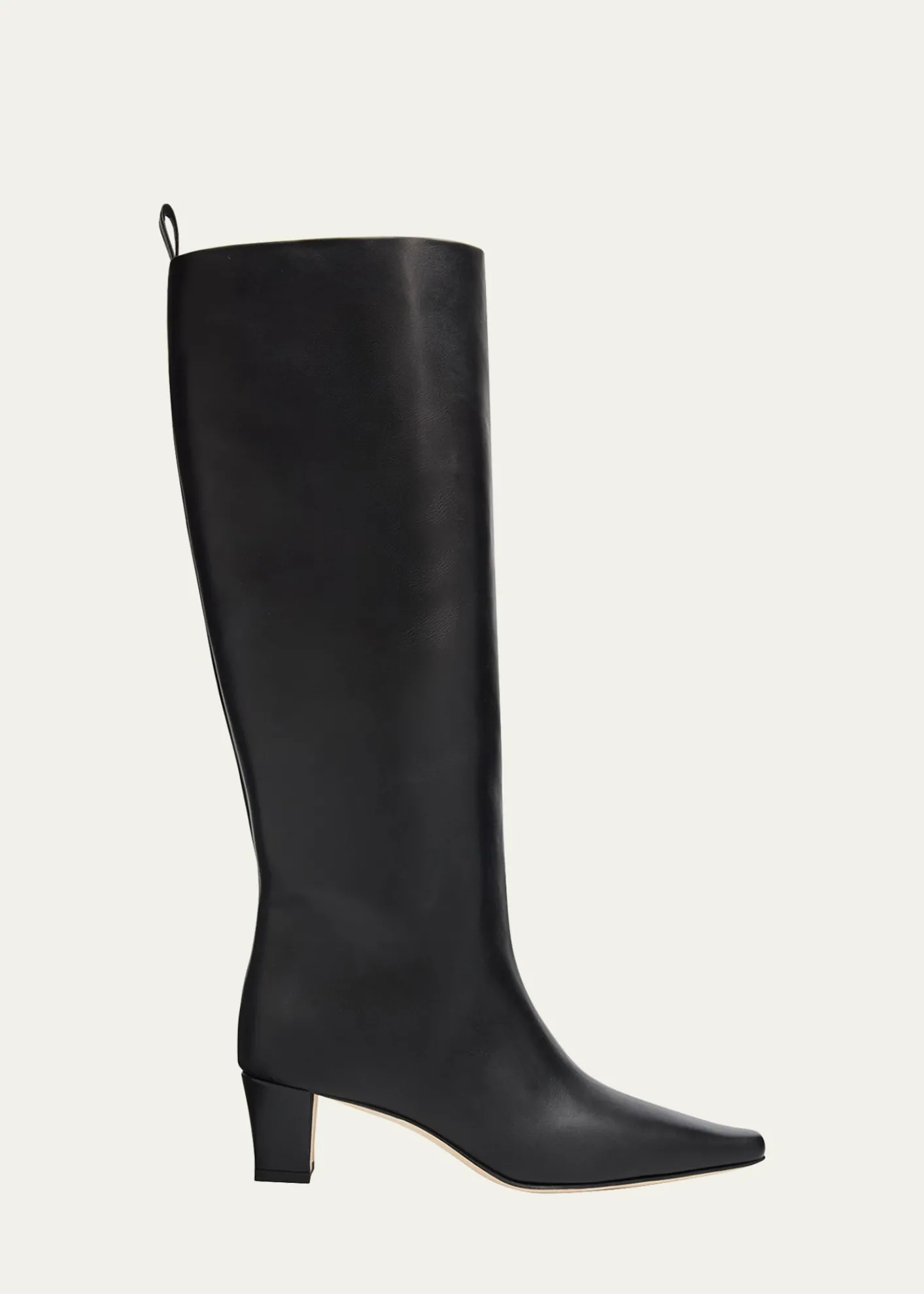 Manolo Blahnik50mm Leather Knee-High Low-Heel Boots