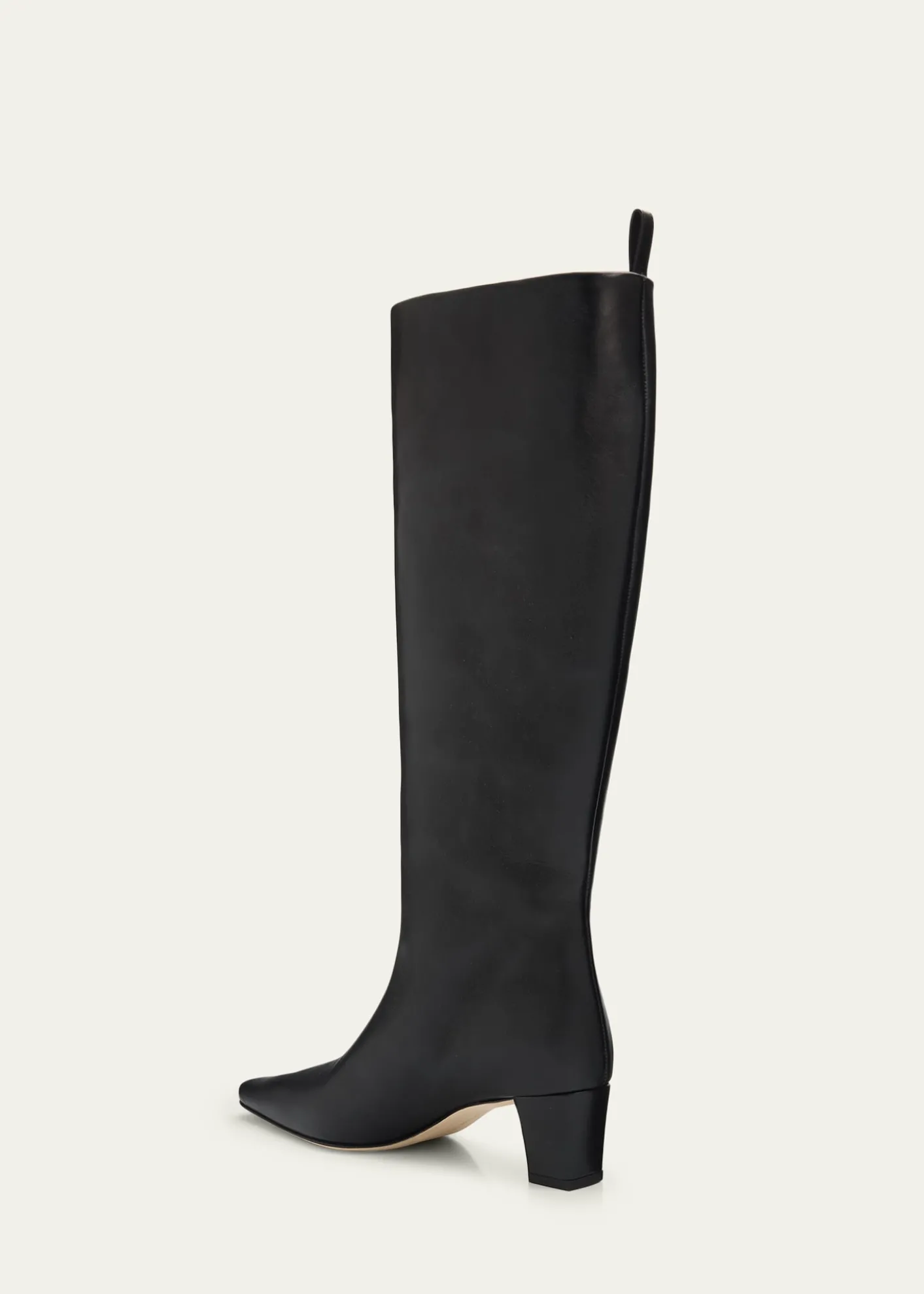 Manolo Blahnik50mm Leather Knee-High Low-Heel Boots