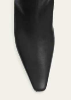 Manolo Blahnik50mm Leather Knee-High Low-Heel Boots