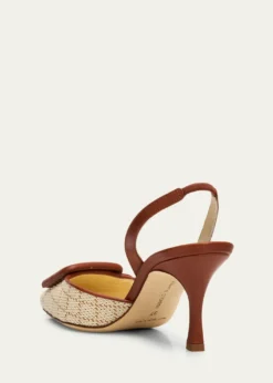 Manolo Blahnik70mm Mayslibi Raffia Slingback Pumps