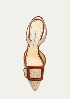 Manolo Blahnik70mm Mayslibi Raffia Slingback Pumps