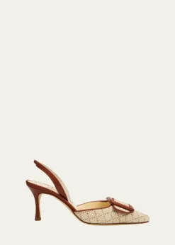 Manolo Blahnik70mm Mayslibi Raffia Slingback Pumps