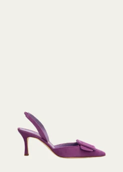 Manolo Blahnik70mm Maysli Suede Slingback Pumps