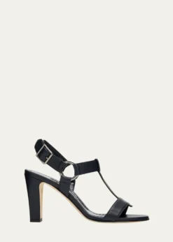 Manolo Blahnik90mm Miona Leather T-Bar Sandals
