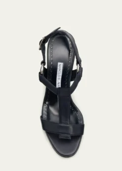Manolo Blahnik90mm Miona Leather T-Bar Sandals