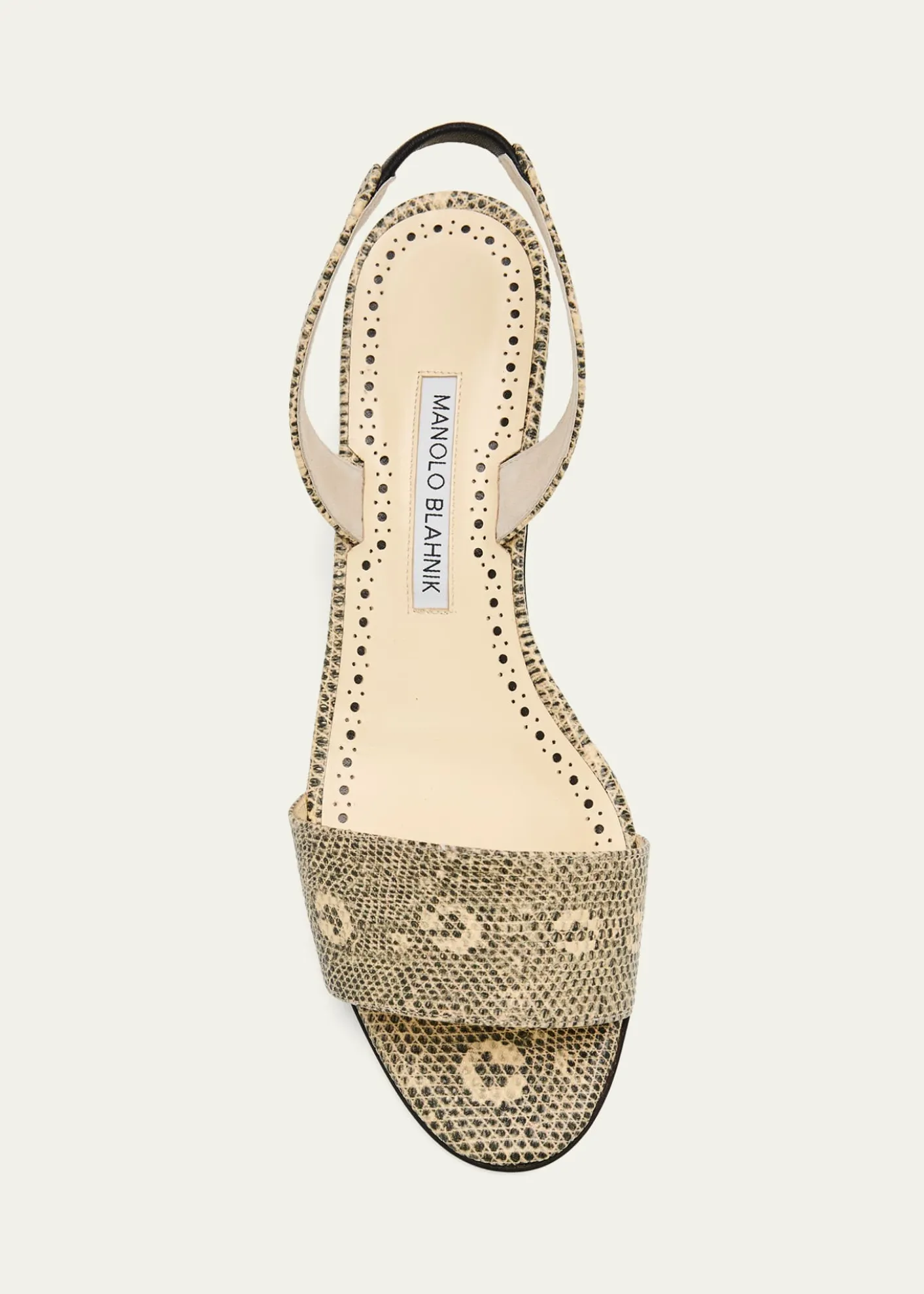Manolo Blahnik30mm Patobarnu Lizard-Print Leather Slingback Sandals