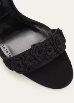 Manolo Blahnik105mm Raosnu Crochet Flower Ankle-Strap Sandals