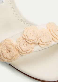 Manolo Blahnik105mm Raosnu Crochet Flower Ankle-Strap Sandals