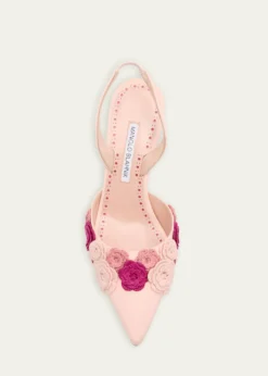 Manolo Blahnik70mm Svemutasli Gala Floral Satin Slingback Pumps