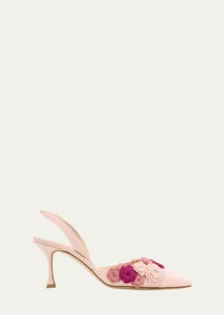 Manolo Blahnik70mm Svemutasli Gala Floral Satin Slingback Pumps