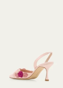 Manolo Blahnik70mm Svemutasli Gala Floral Satin Slingback Pumps