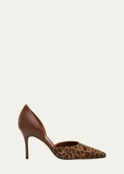 Manolo Blahnik90mm Taylerbinu Leopard Mixed Leather Pumps