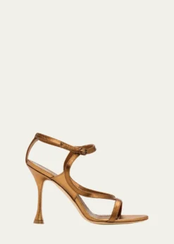 Manolo Blahnik105mm Tibula Metallic Leather Sandals