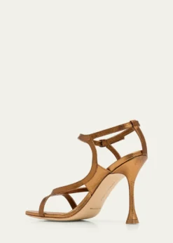Manolo Blahnik105mm Tibula Metallic Leather Sandals