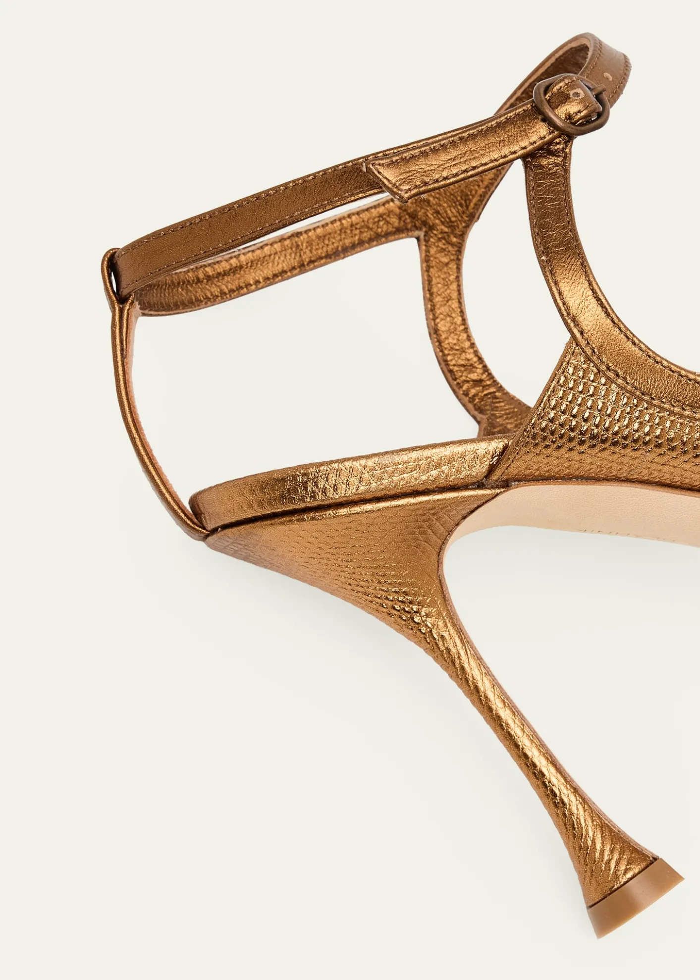 Manolo Blahnik105mm Tibula Metallic Leather Sandals