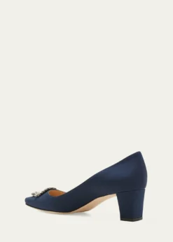 Manolo BlahnikOkkatto Crystal Silk Block-Heel Pumps