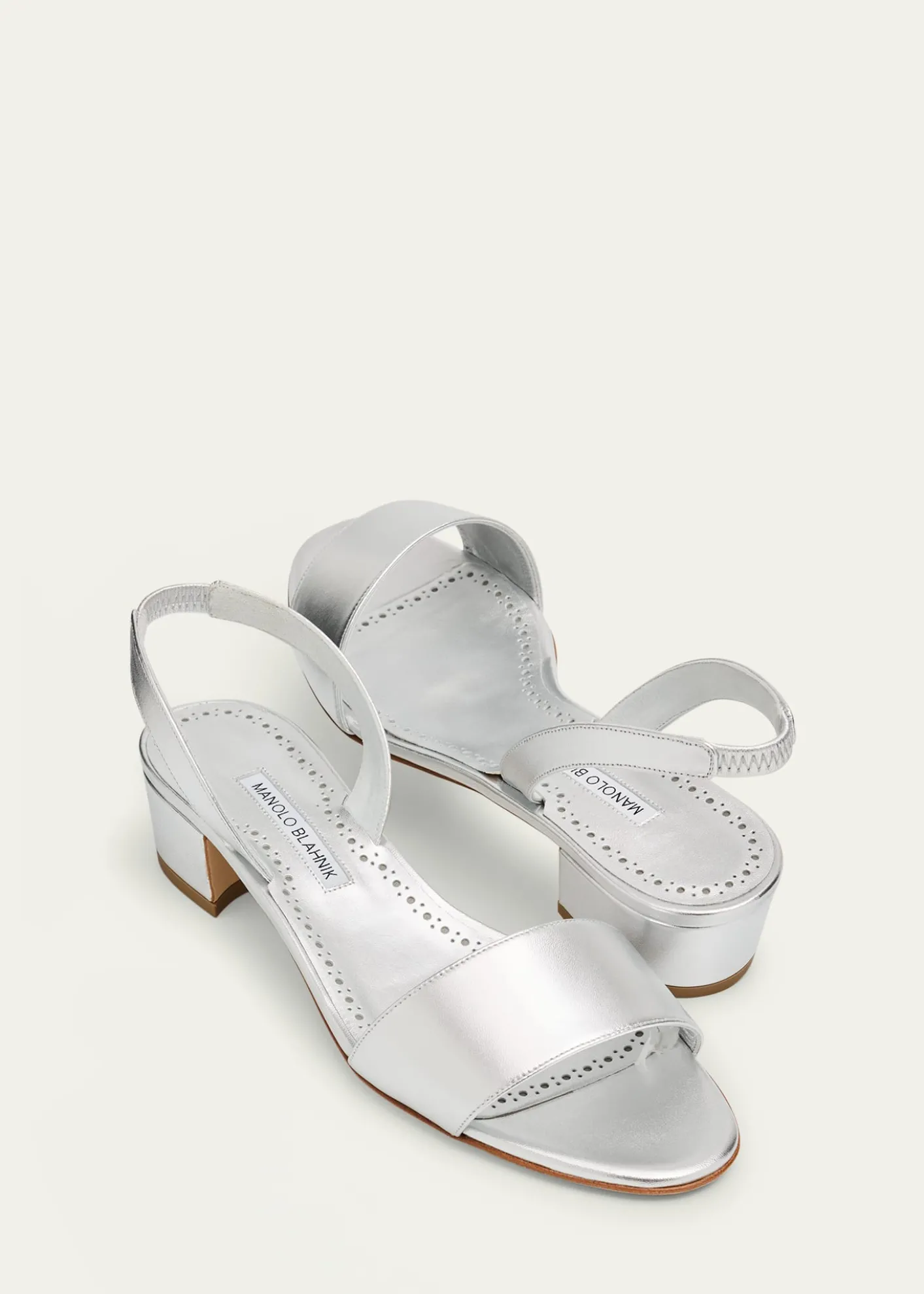 Manolo BlahnikPatopia Metallic Slingback Sandals