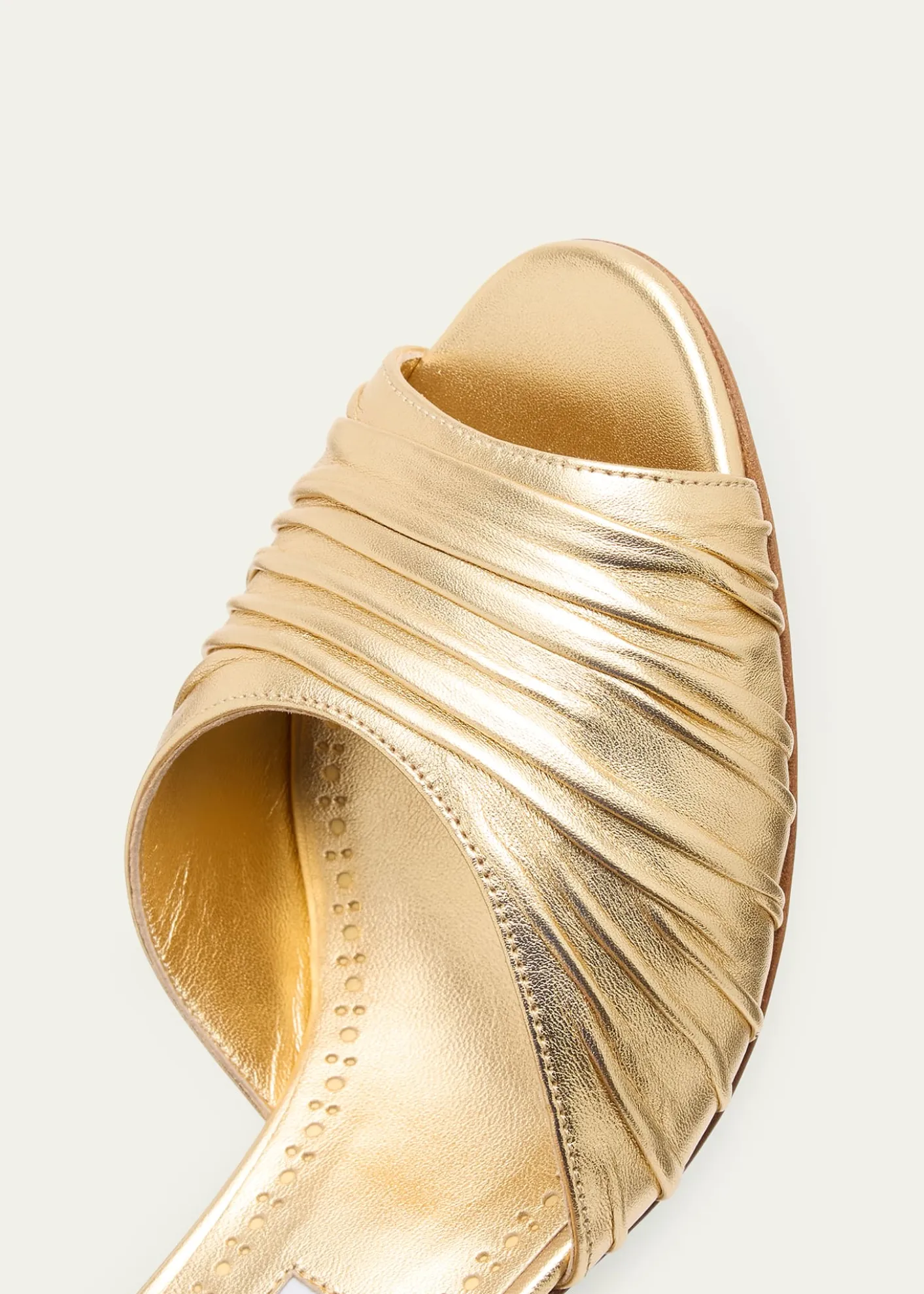Manolo BlahnikPirua Ruched Metallic Mule Sandals