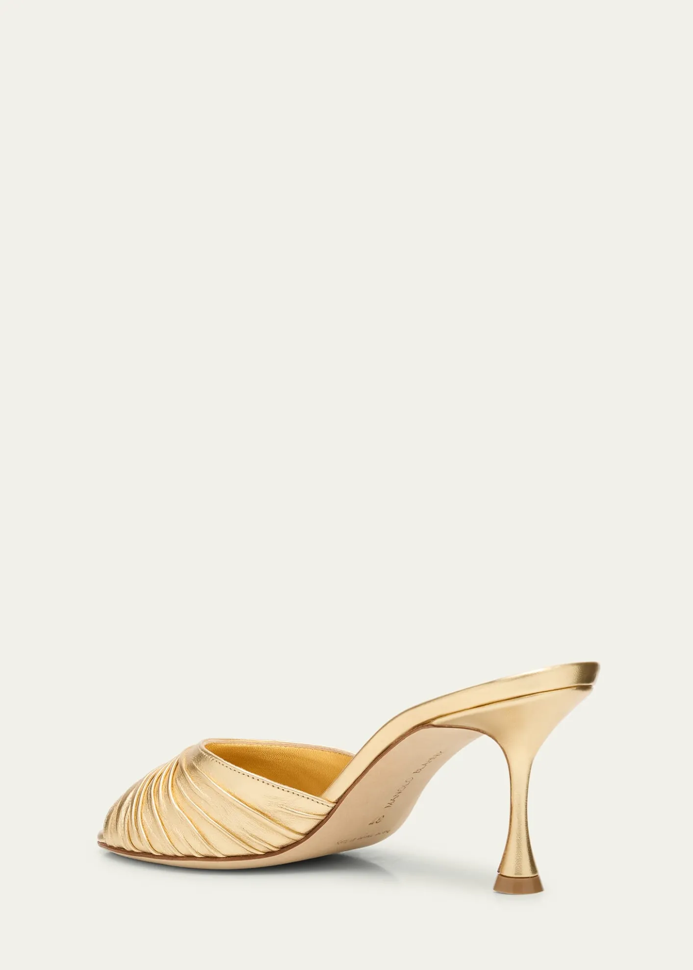Manolo BlahnikPirua Ruched Metallic Mule Sandals