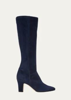 Manolo BlahnikPitana Suede Block-Heel Knee Boots