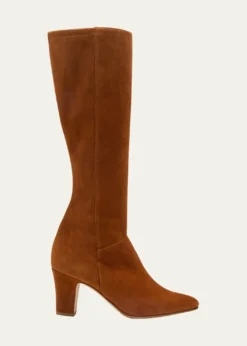 Manolo BlahnikPitana Suede Block-Heel Knee Boots