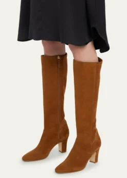 Manolo BlahnikPitana Suede Block-Heel Knee Boots