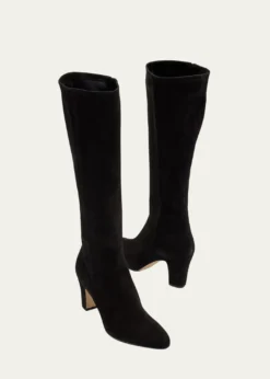 Manolo BlahnikPitana Suede Block-Heel Knee Boots