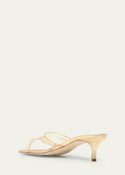 Manolo BlahnikStrappy Metallic Leather Slide Sandals
