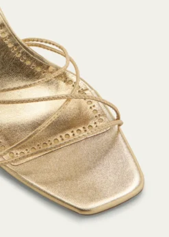 Manolo BlahnikStrappy Metallic Leather Slide Sandals