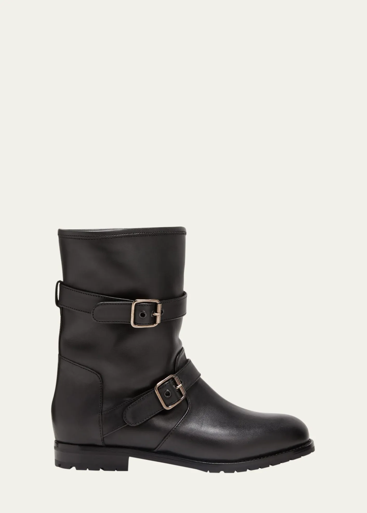Manolo BlahnikSulaltra Leather Buckle Biker Booties