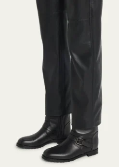 Manolo BlahnikSulaltra Leather Buckle Biker Booties