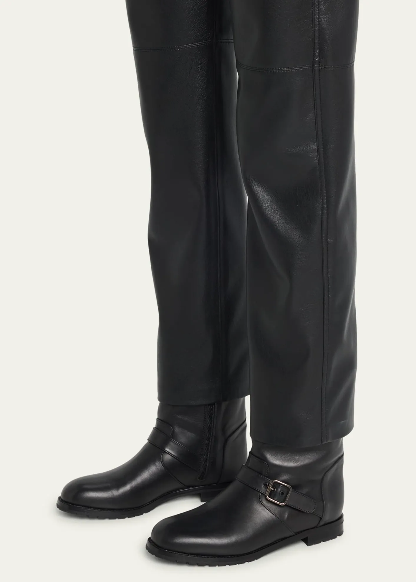 Manolo BlahnikSulaltra Leather Buckle Biker Booties