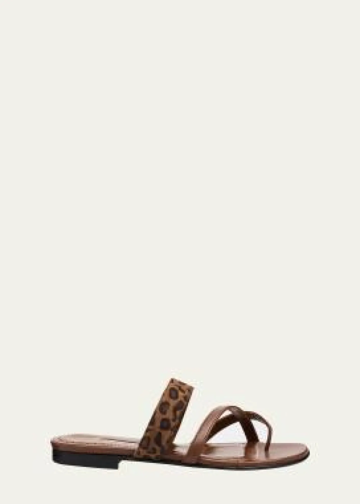 Manolo BlahnikSusa Leather and Leopard-Printed Suede Crisscross Flat Sandals