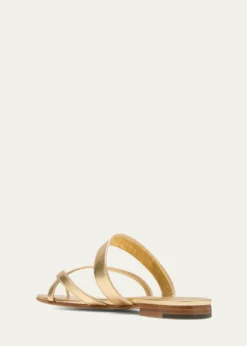 Manolo BlahnikSusa Metallic Crisscross Flat Sandals