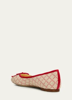 Manolo BlahnikVerallim Raffia Ballerina Flats