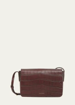 Mansur GavrielClio Flap Croc-Embossed Leather Crossbody Bag