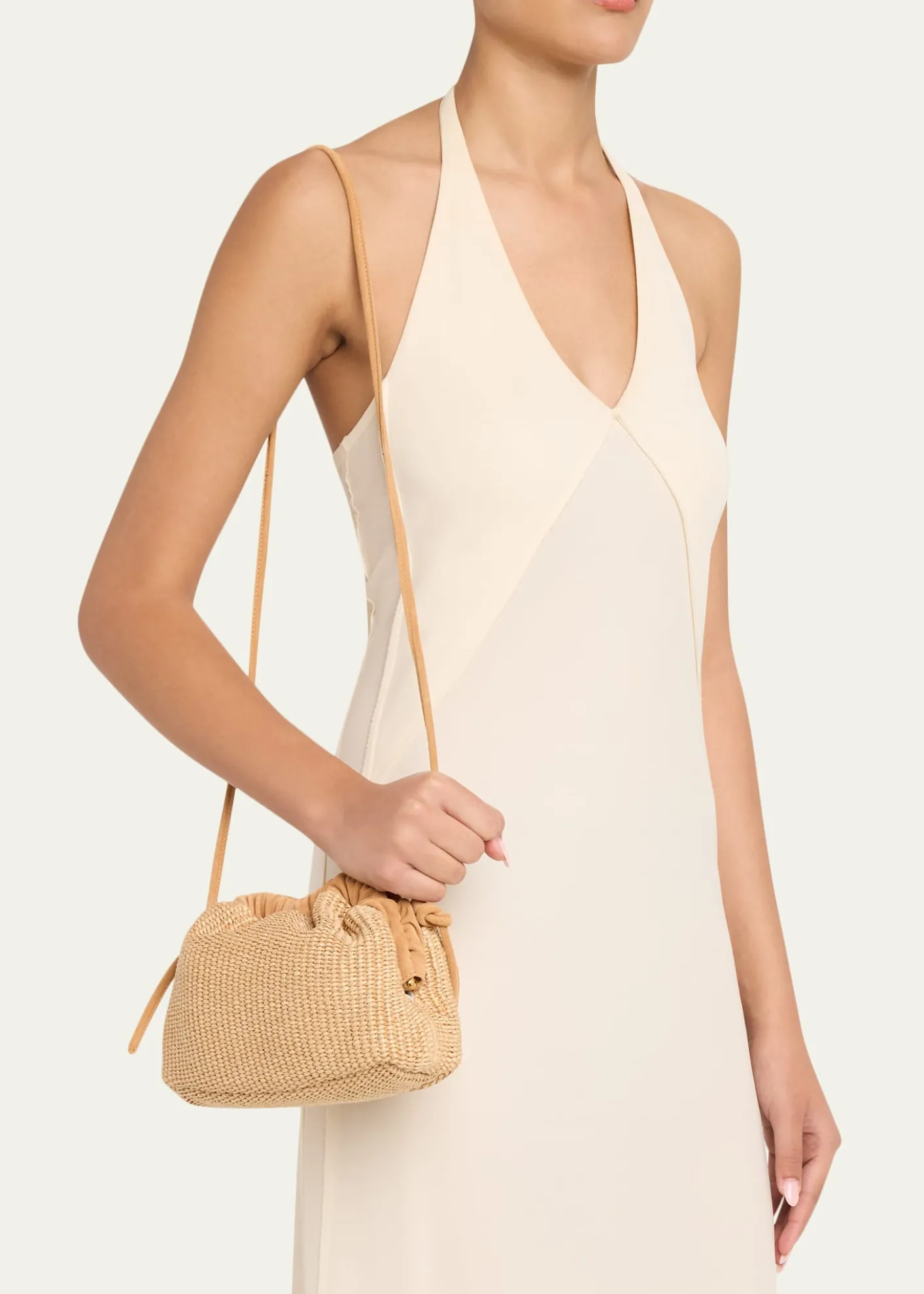 Mansur GavrielCloud Mini Woven Raffia Clutch Bag