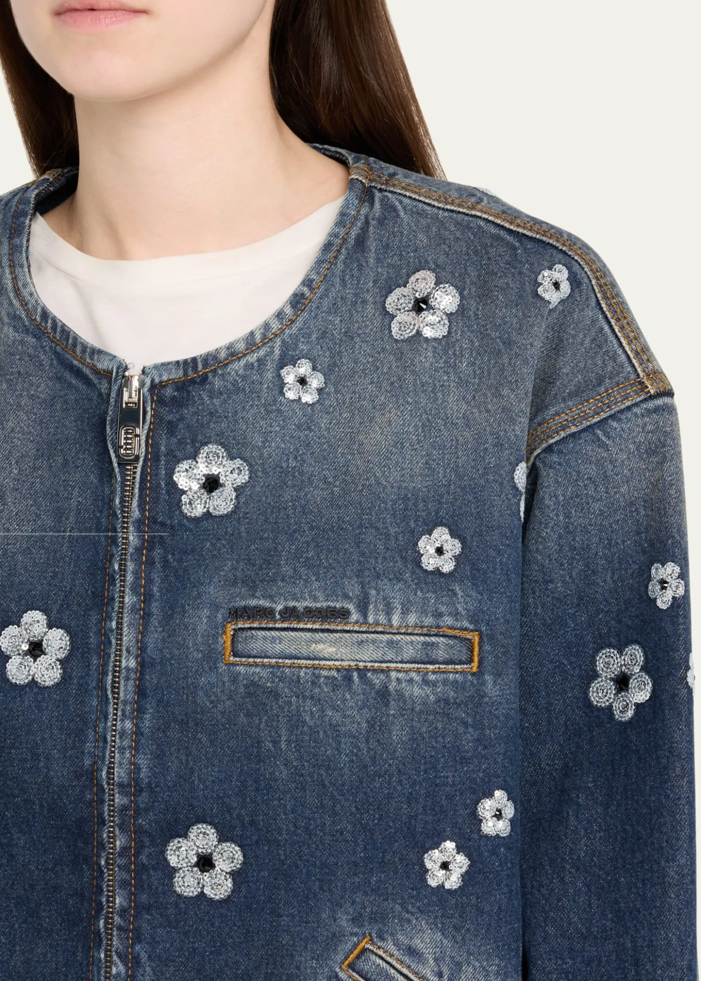 Marc JacobsDaisy Sequined Denim Crop Jacket