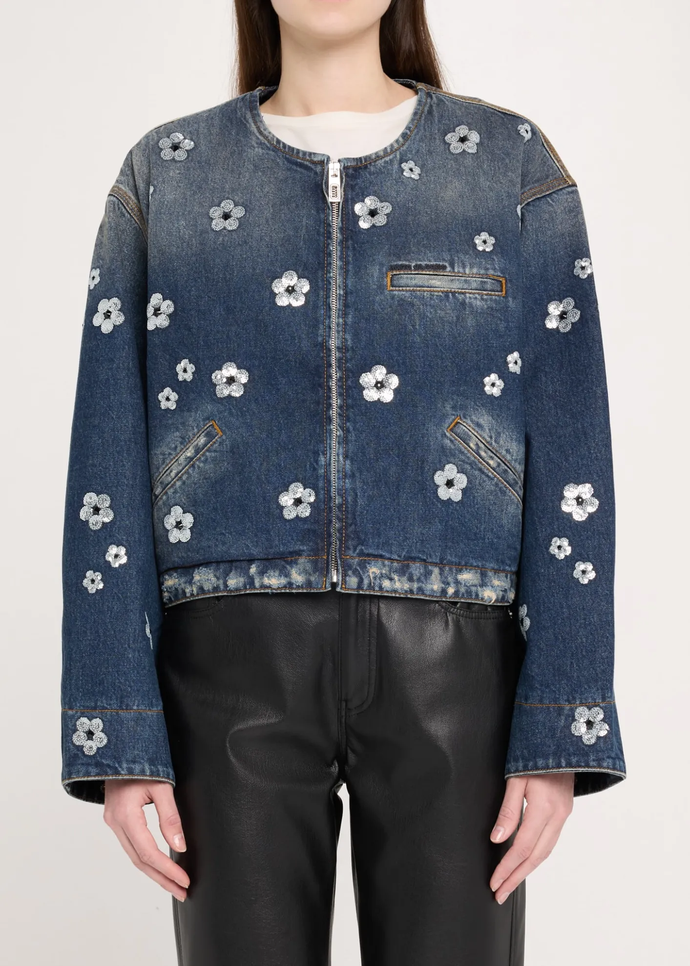 Marc JacobsDaisy Sequined Denim Crop Jacket