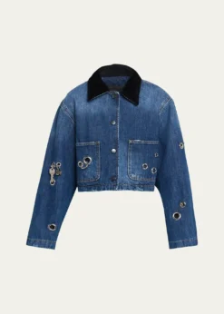 Marc JacobsGrommet Denim Crop Utility Jacket