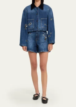 Marc JacobsGrommet Denim Crop Utility Jacket