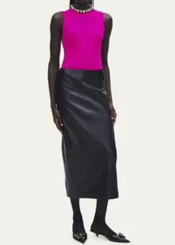 Marc JacobsLeather Slim Pencil Midi Skirt