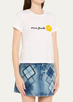 Marc JacobsLogo Flower Applique T-Shirt