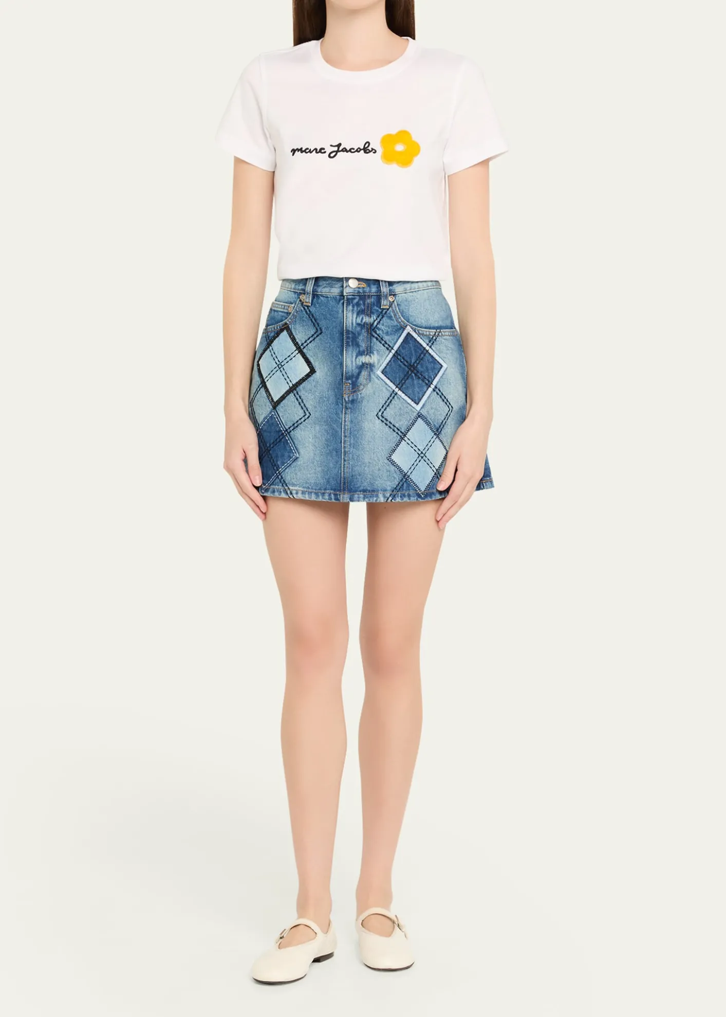 Marc JacobsLogo Flower Applique T-Shirt