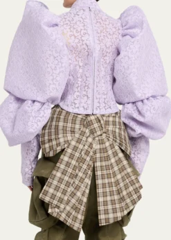 Marc Jacobs RunwayBonded Lace Puff-Sleeve Crop Top