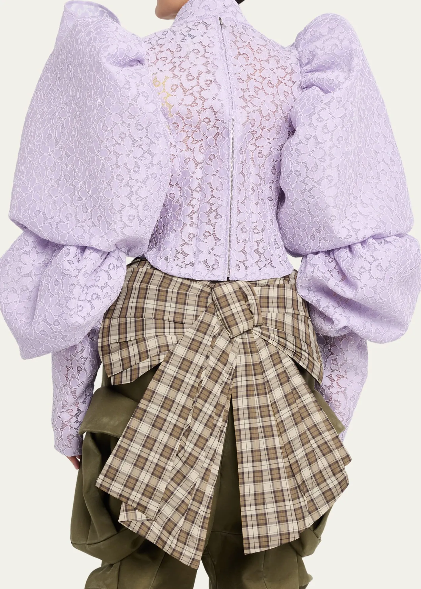 Marc Jacobs RunwayBonded Lace Puff-Sleeve Crop Top