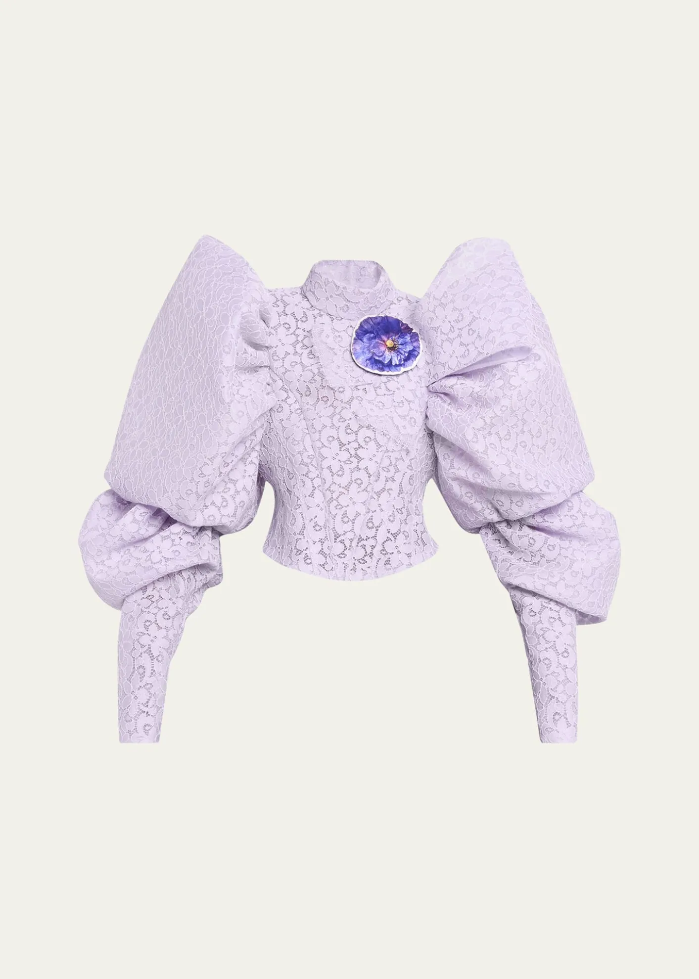 Marc Jacobs RunwayBonded Lace Puff-Sleeve Crop Top