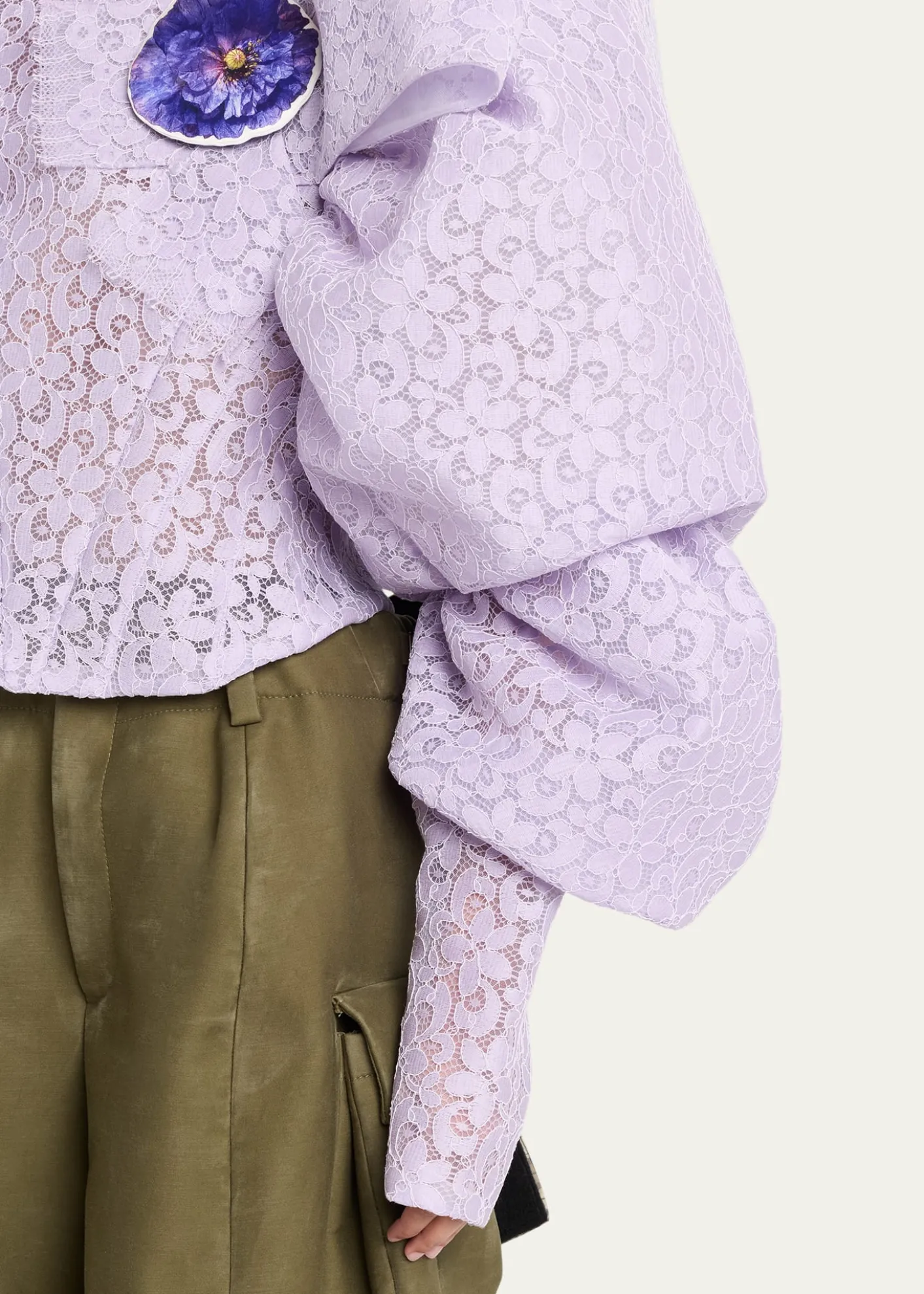 Marc Jacobs RunwayBonded Lace Puff-Sleeve Crop Top