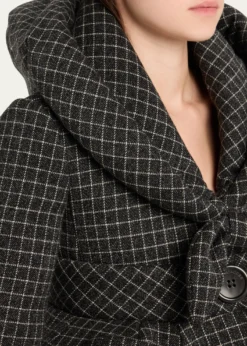 Marc Jacobs RunwayCheck Wool Padded Crop Hooded Jacket